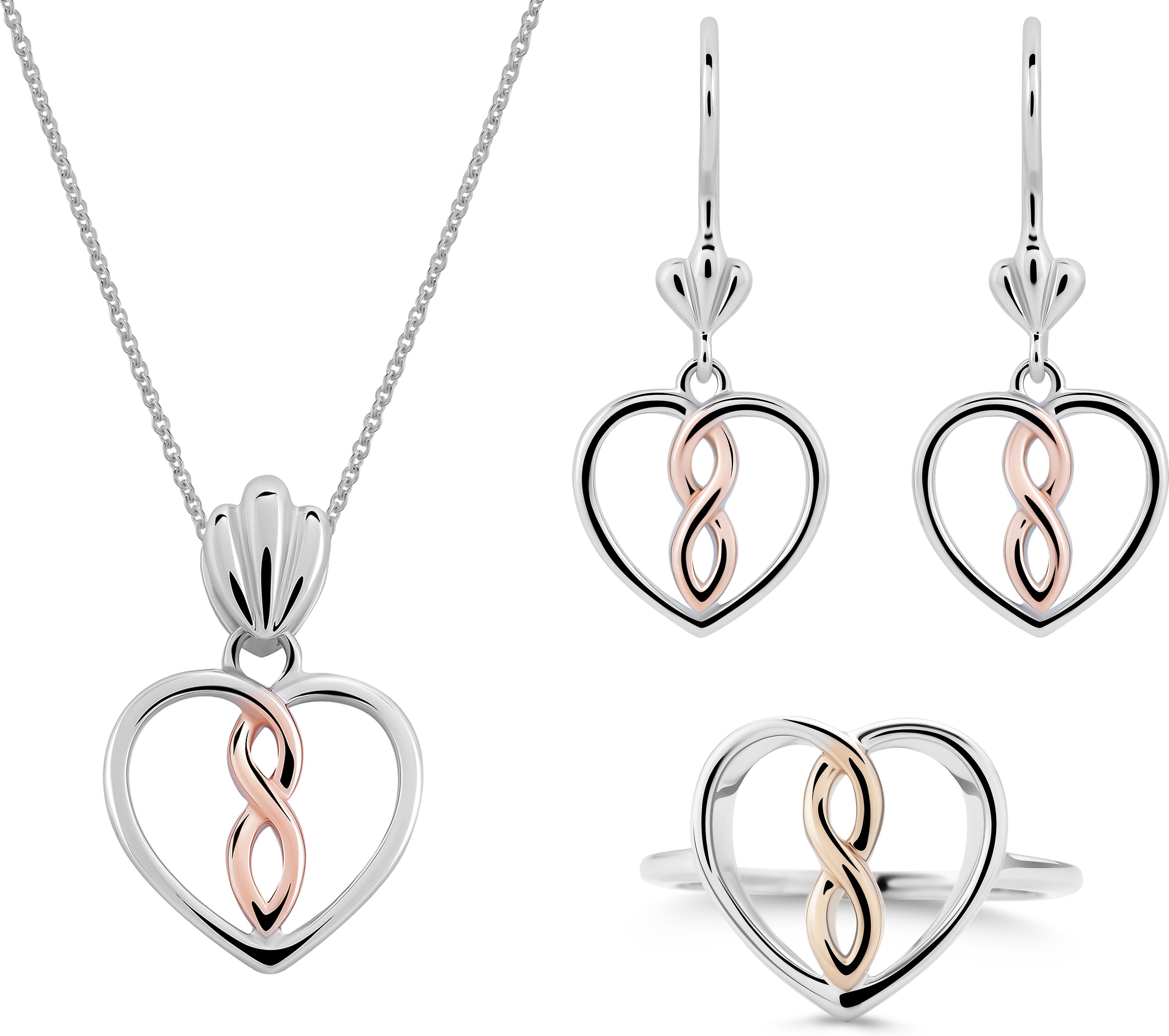Orphelia 'Delilah' Damen-Set aus 925er Sterlingsilber: Halskette + Ohrringe + Ring – Silber/Rosé SET-7475