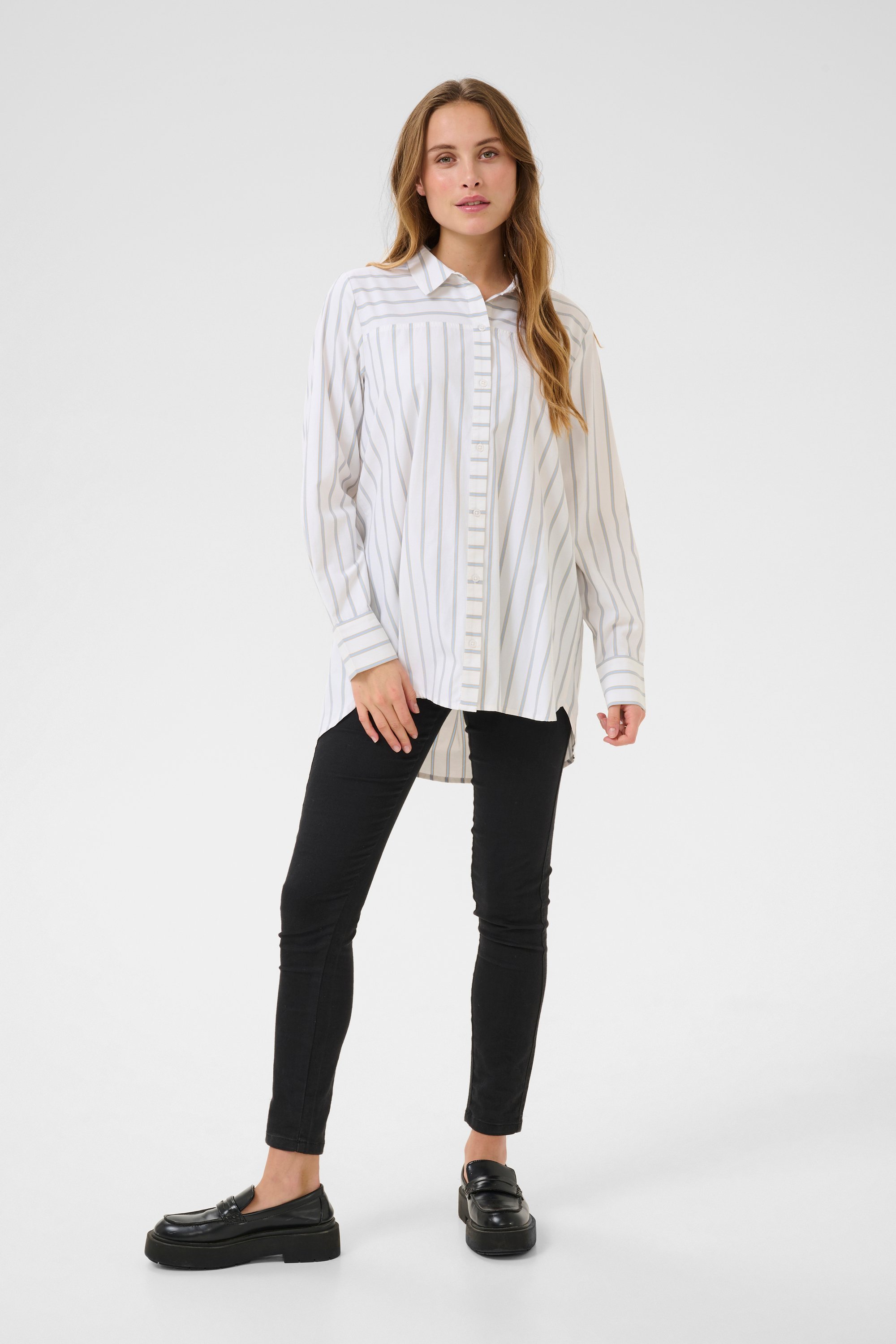 Langarm - Hemd Casual fit Chalk/Nature/Blue stripe white multi