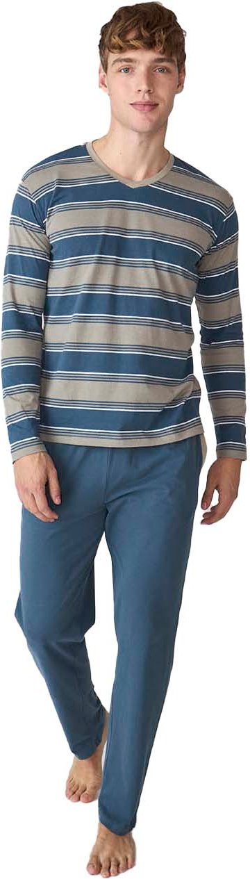 JJB18 Herren Schlafanzug mit langen Ärmeln aus Baumwolle