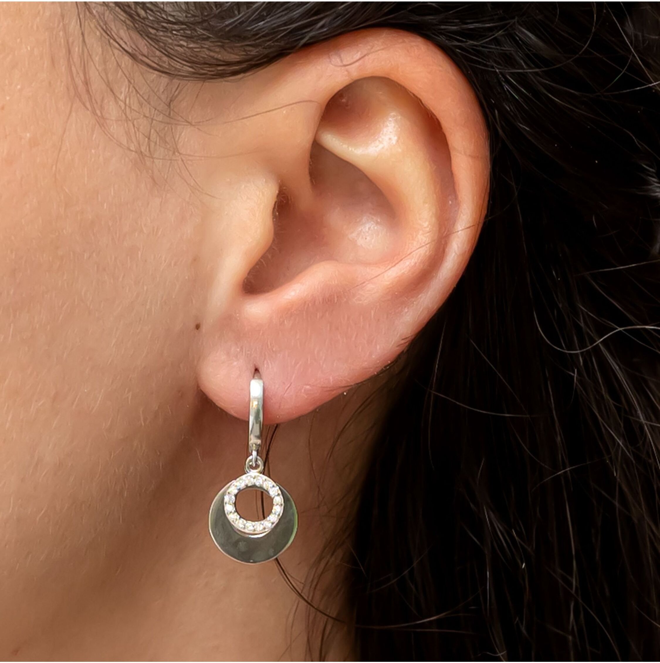 Dkeniz Ohrringe Silber 925 rhodiniert mit Zirkonia weiß