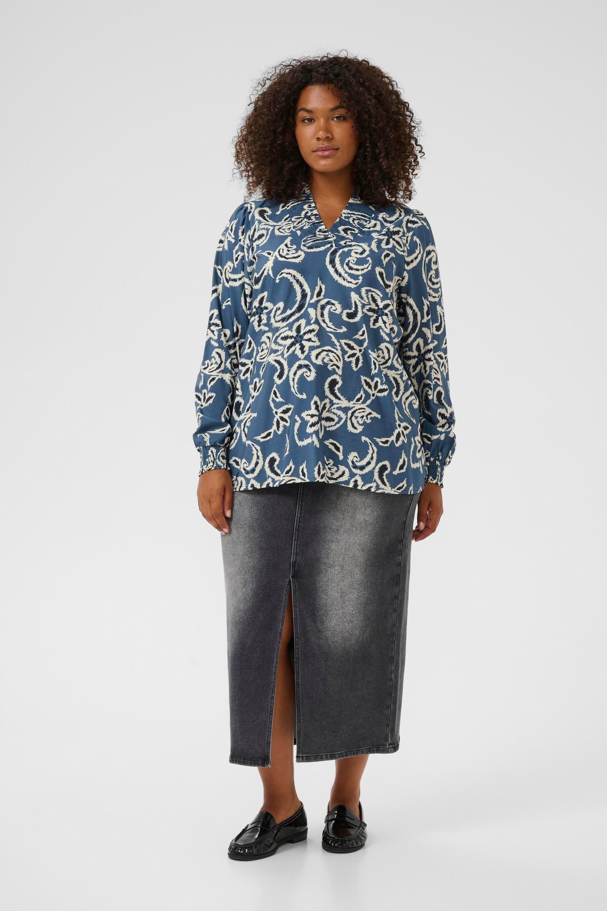 Kurzarm-Bluse KCmahlia Regular fit blue white