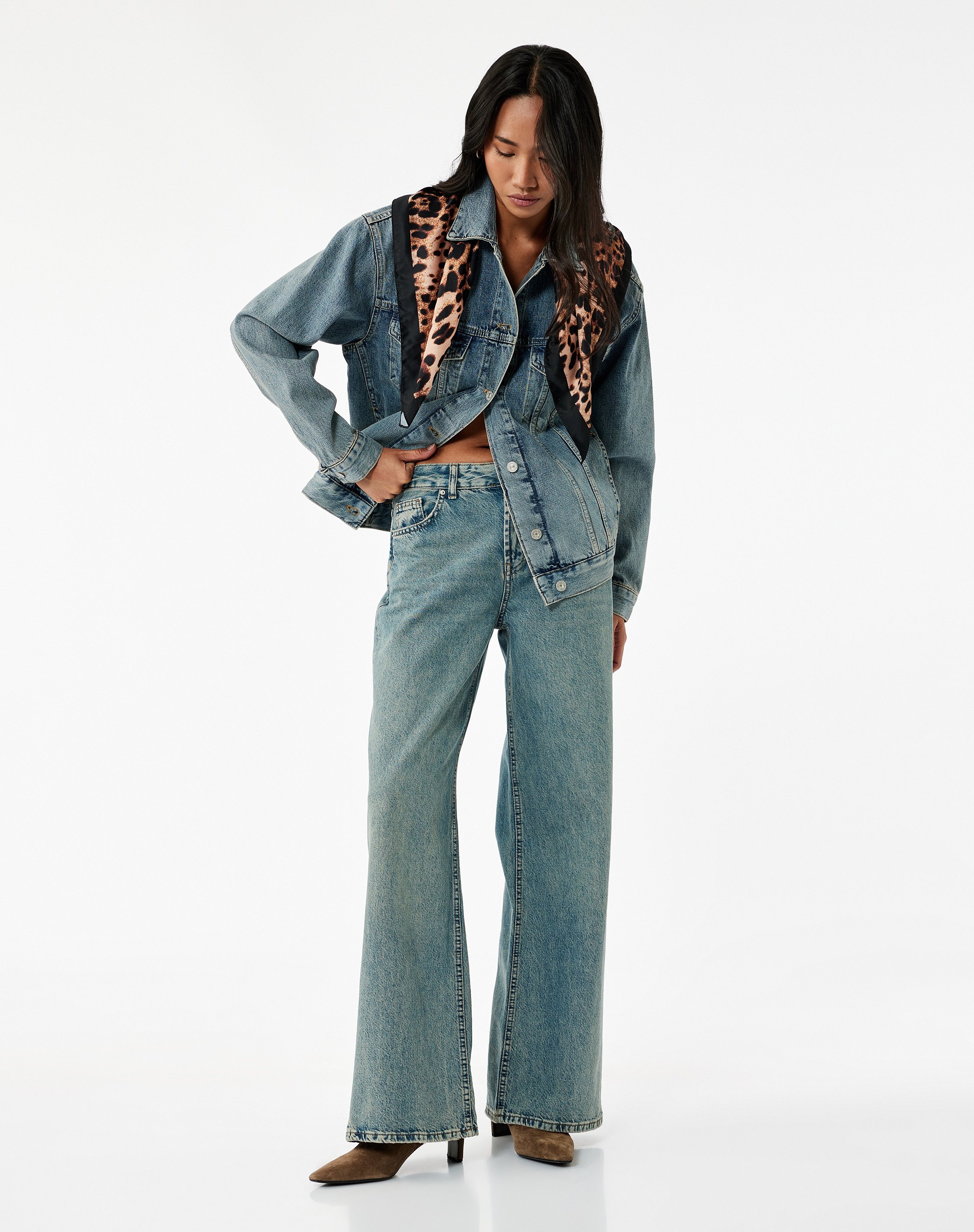 Koton HOSEN Breitbein-Casual-Denimhose