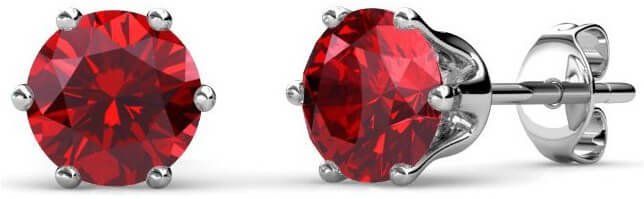 Geburtsstein Juli-Ohrringe - Silber und Rot
