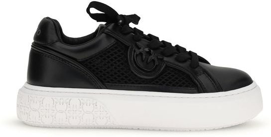 PINKO Schwarze Kalbsleder Bos Taurus Plattform-Sneaker