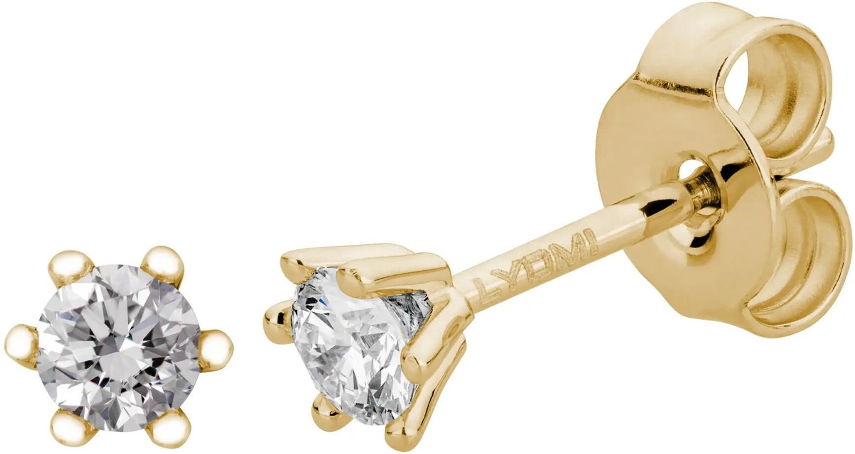 Lyomi Ohrstecker 585/- Gelbgold 2 synth. Diam. 0,25 ct.