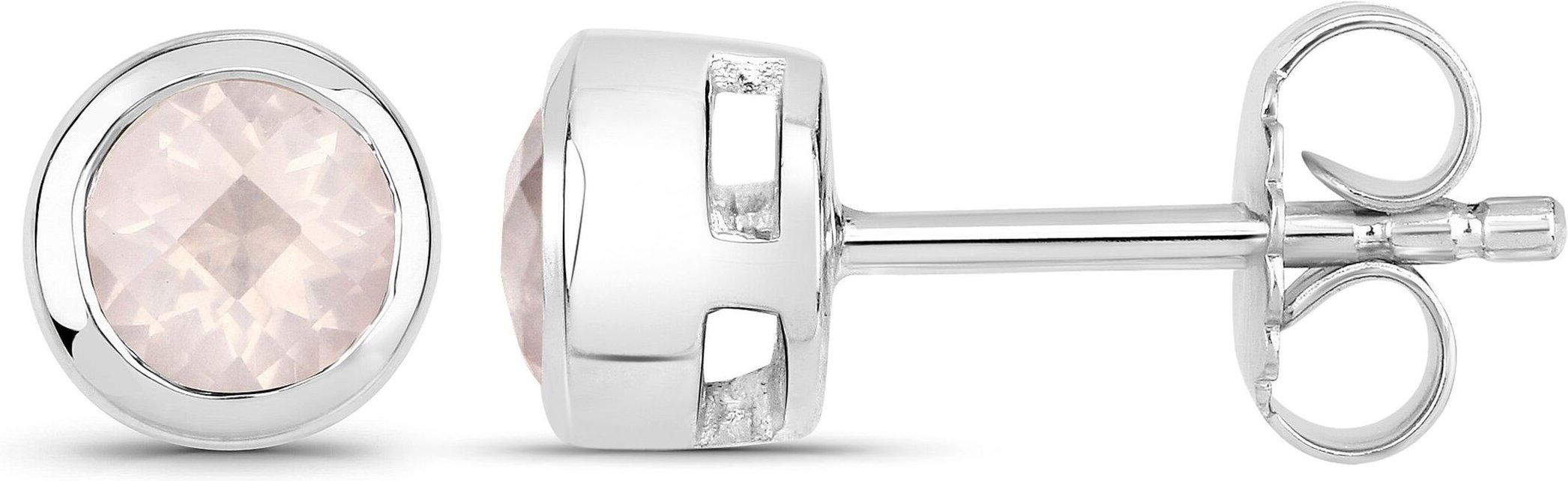 Vira Jewels Ohrstecker 925-Sterling Silber rhodiniert glänzend Rosenquartz rosa rund