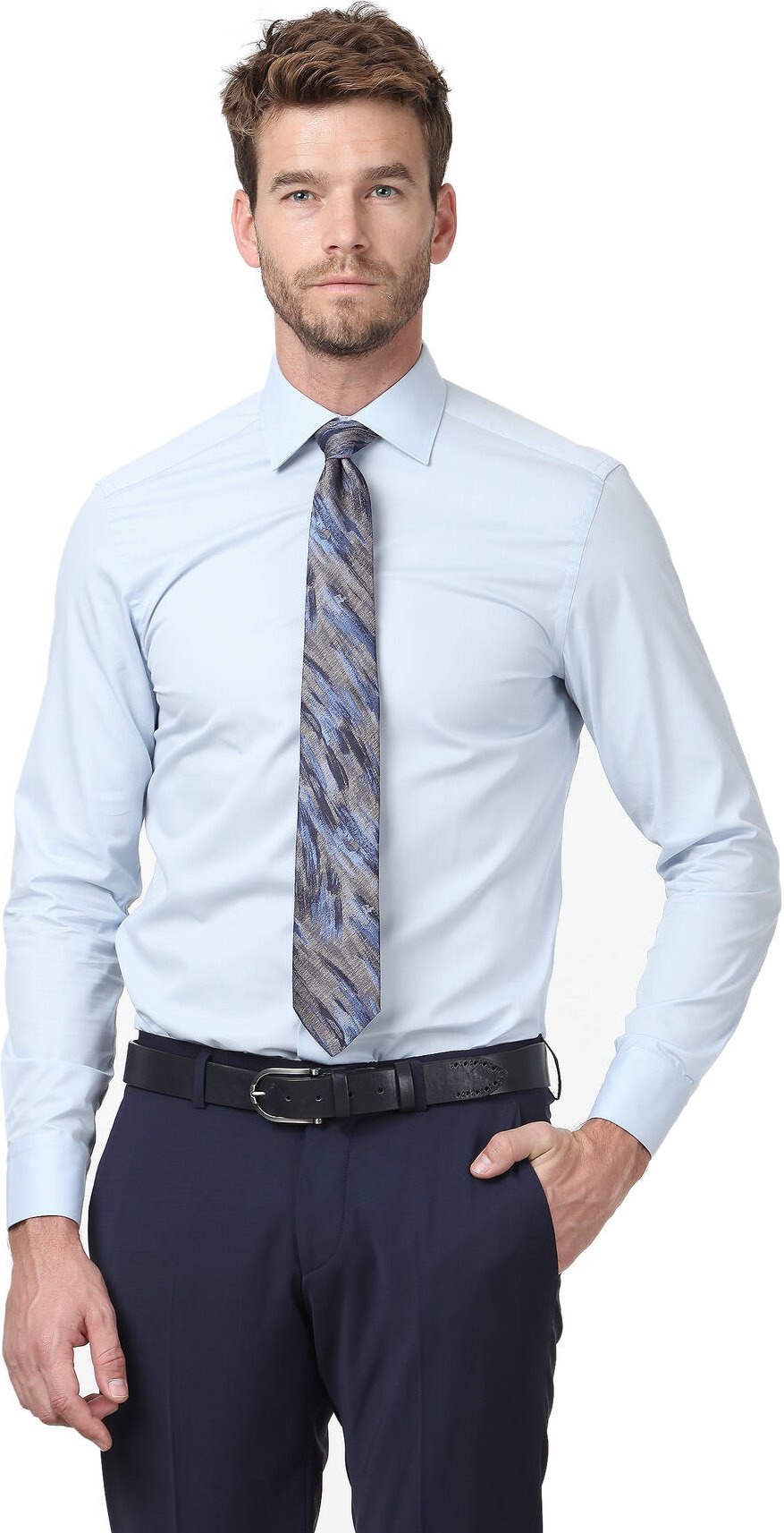 Gewebtes, klassisches Hemd aus Baumwollmischung mit schlichter Passform