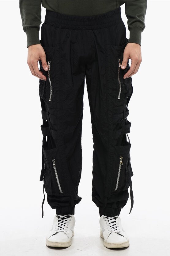 Nylon BANDED Cargohose mit Bündchen in Schwarz