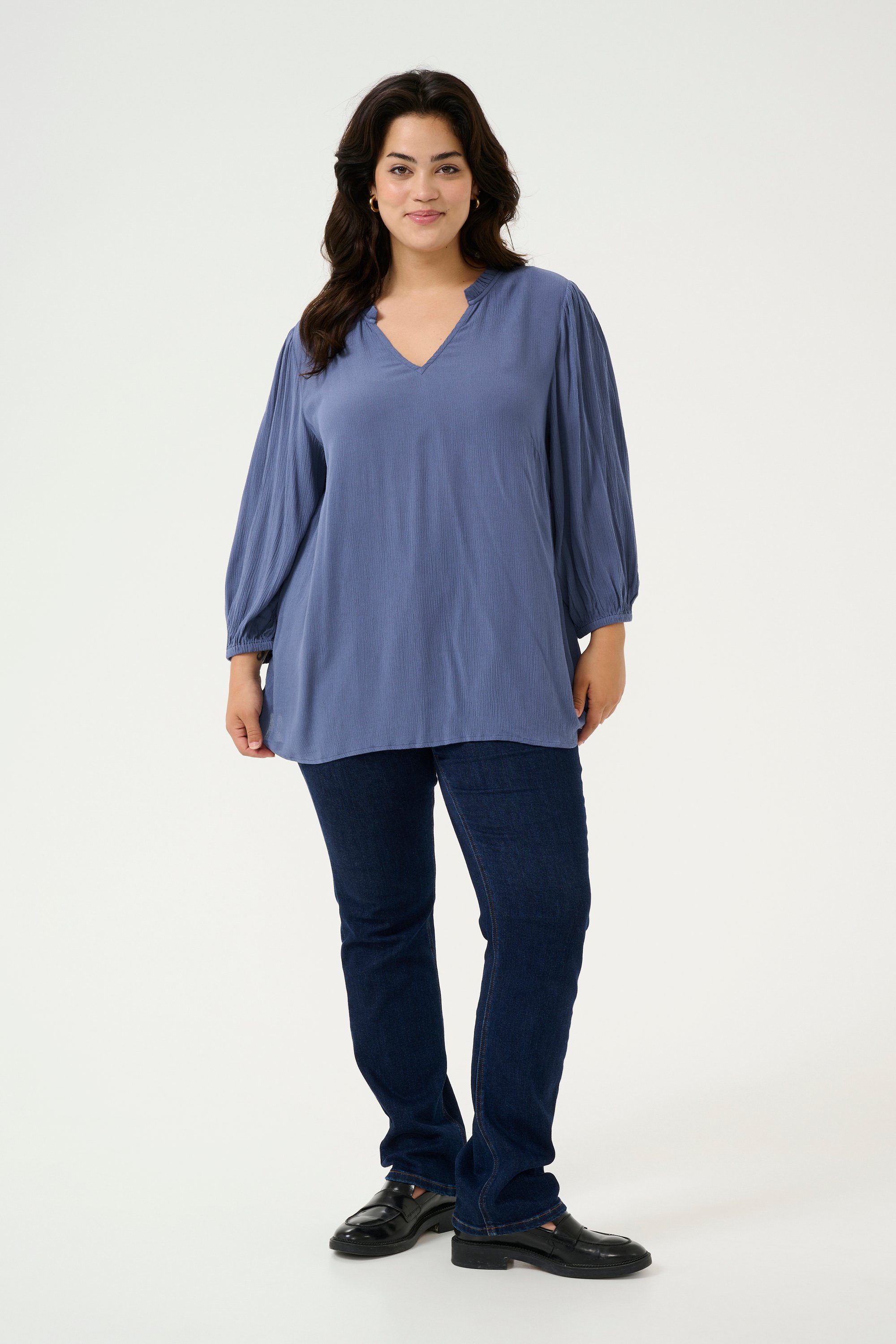 Langarm-Bluse Regular fit Blue Indigo
