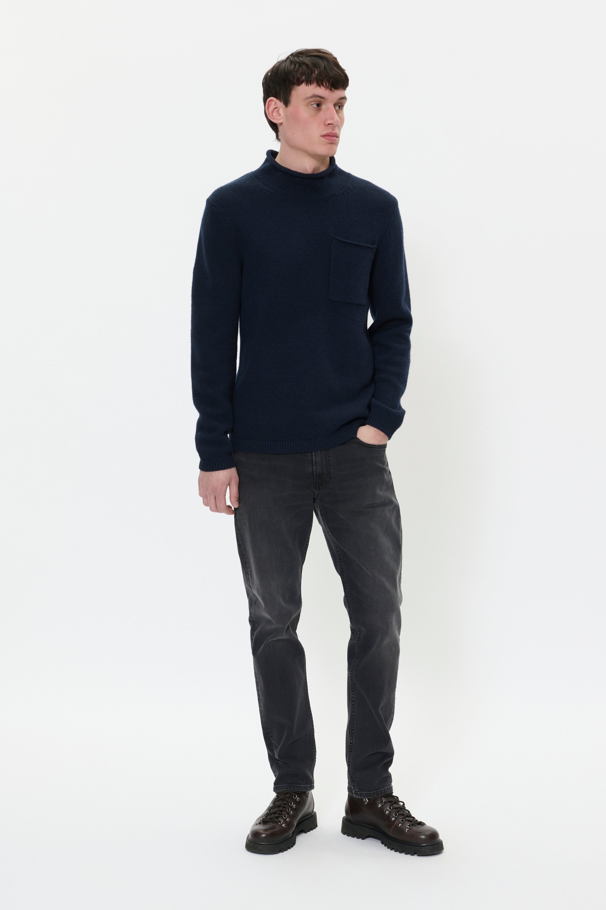 Strickpullover MArelaxroll Gerade Passform navy