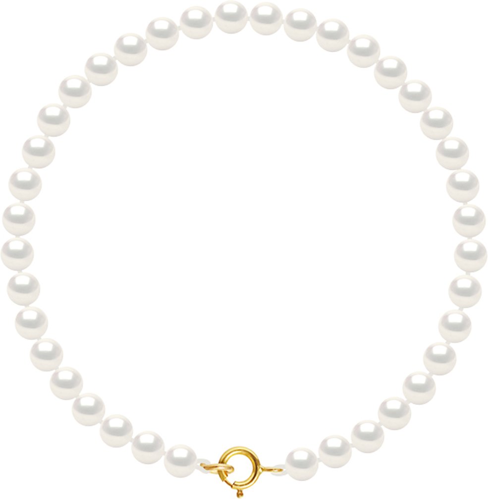 DIADEMA - Armband - Echte Süßwasserperlen - Weiß - Gelbgold