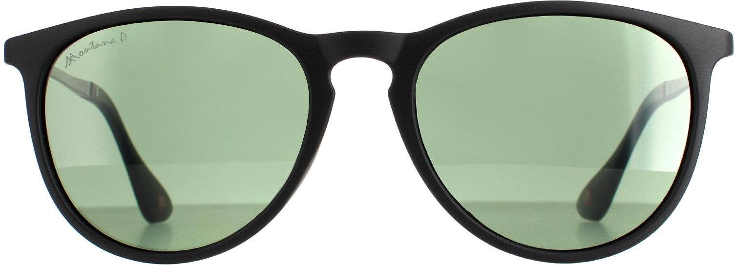 Thumbnail - Montana Oval Unisex Matte Schwarz Grün Polarisierte MP24 Sonnenbrille