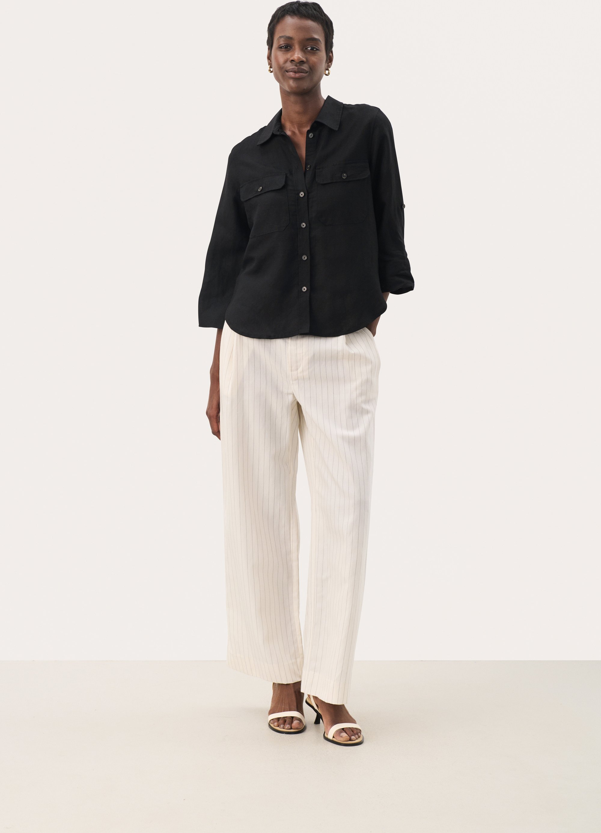 Langarm - Hemd Gerade Passform Blac