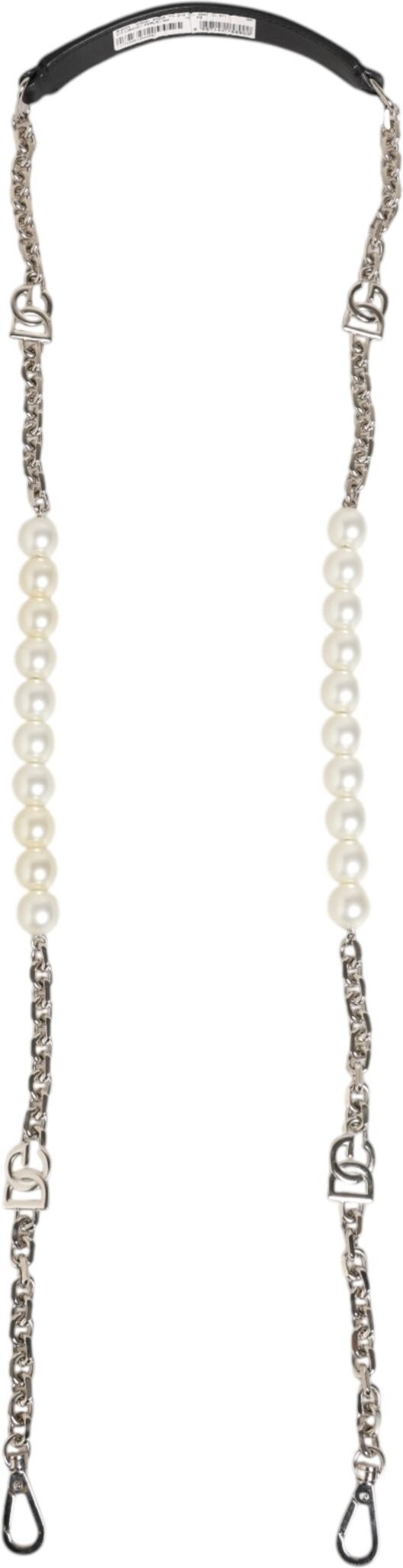 Schwarzes Leder Perlenketten-Taschenaccessoire Schultergurt