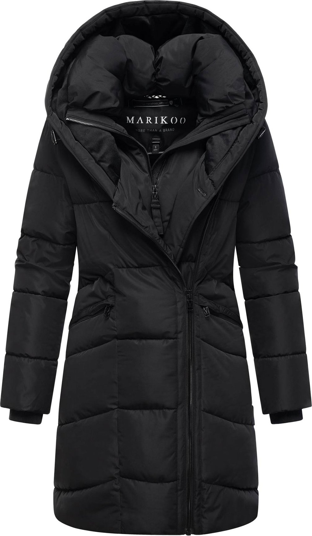 Marikoo Damen Steppmantel Virenaa mit Layer-Look & warmem Fleecefutter