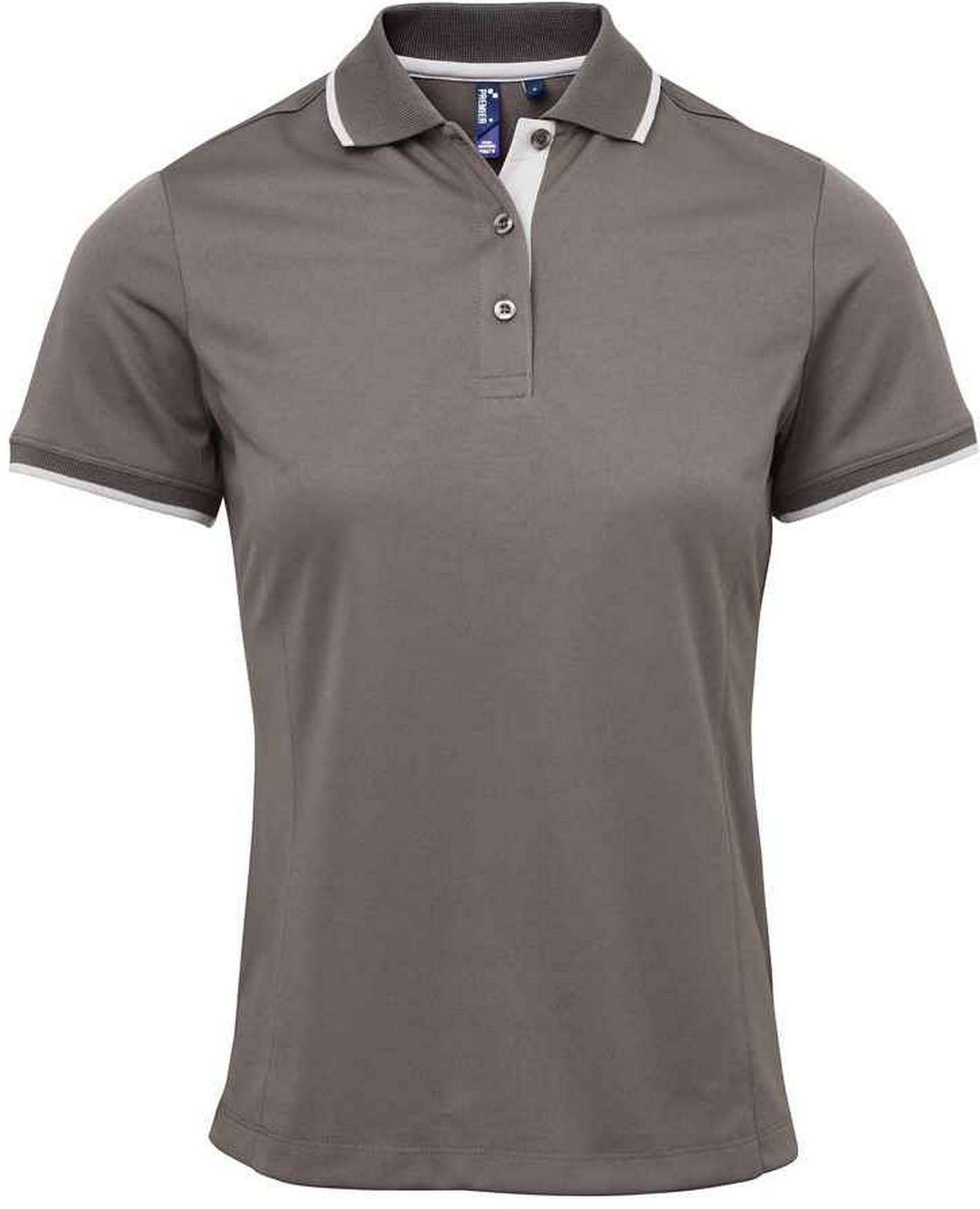 Premier - "Coolchecker" Poloshirt für Damen (Dunkelgrau/Silber)