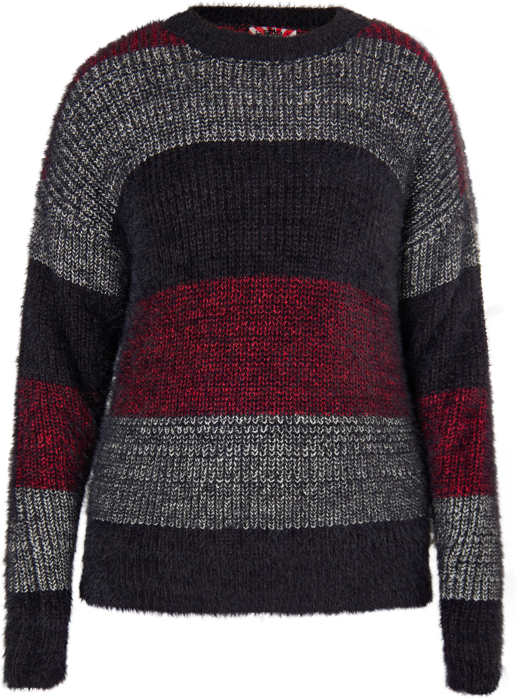 Mymo Strickpullover Damen Schwarz Mehrfarbig