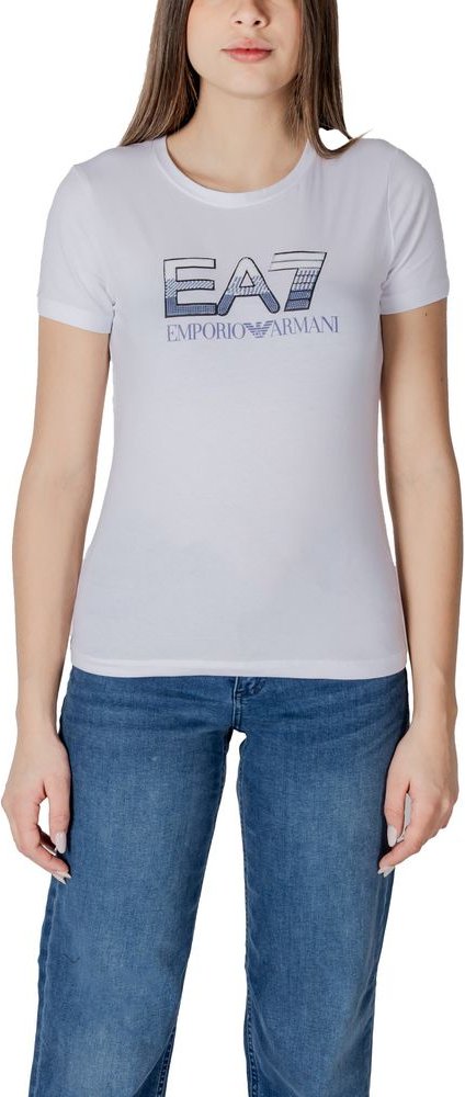 EA7 Emporio Armani Weißes Baumwoll-T-Shirt