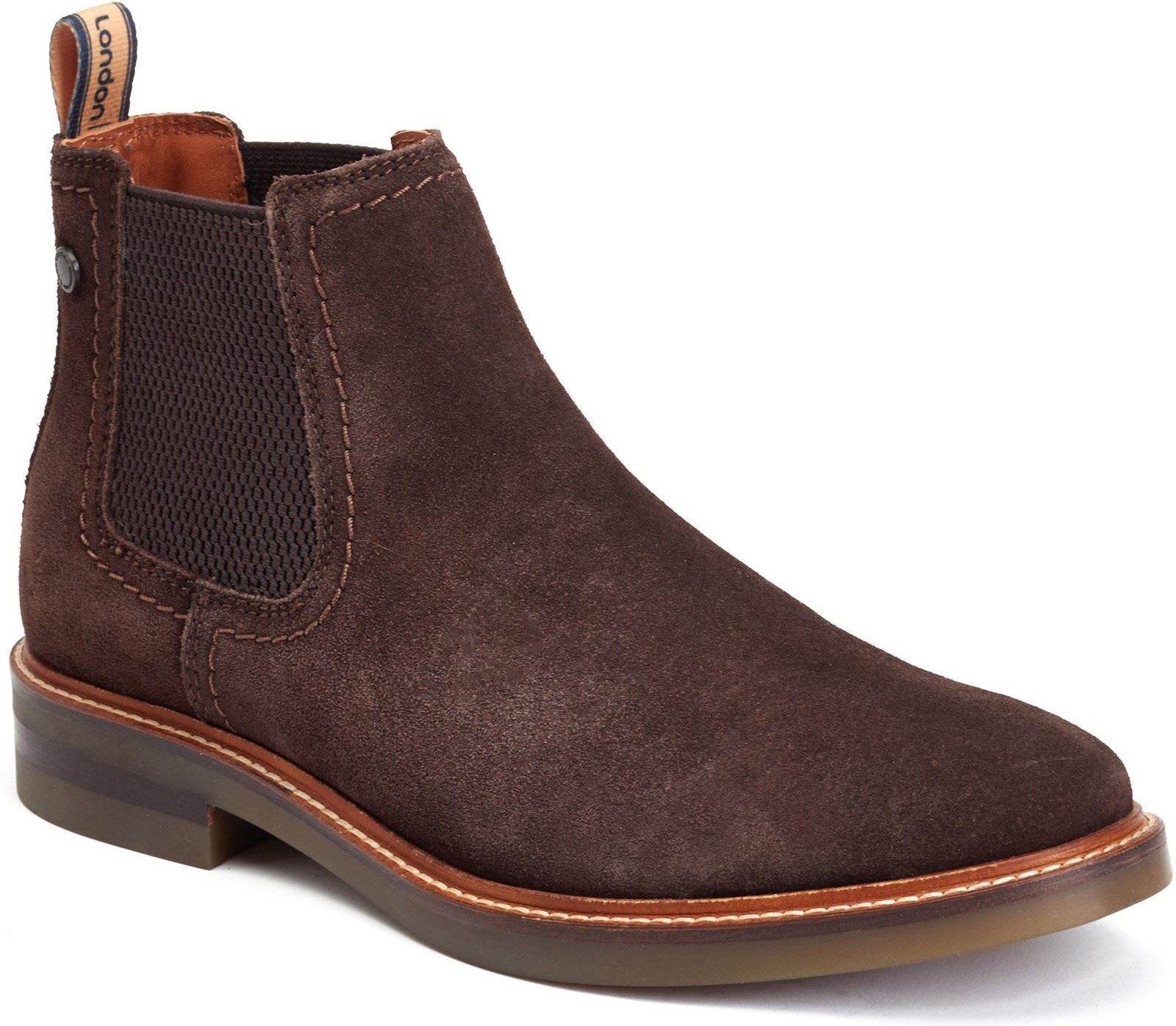 Base London Portland Leder Herren Stiefel in verbranntem Braun