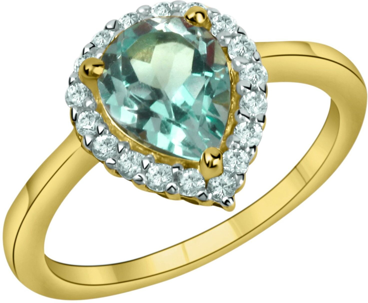 Fascination by Ellen K. Ring 585/- Gelbgold bicolor Blautopas + Weißtopas