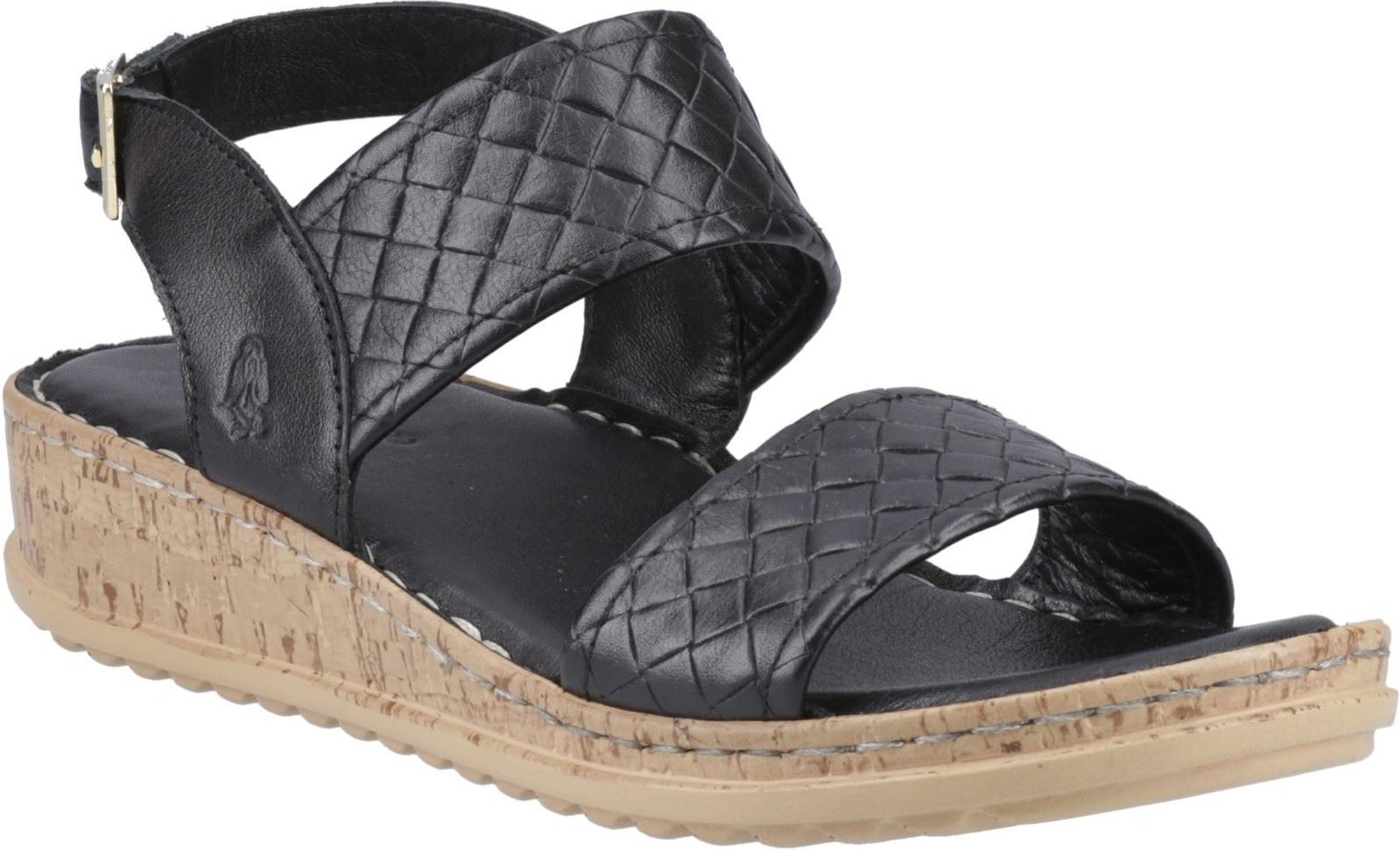 Thumbnail - Hush Puppies Ebony breite Passform Leder Damen schwarze Sandalen