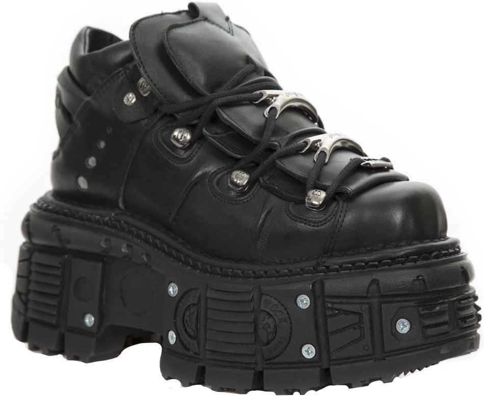 New Rock Unisex-Gothic-Stiefel aus schwarzem Metallic-Leder - M-TANK106-C2