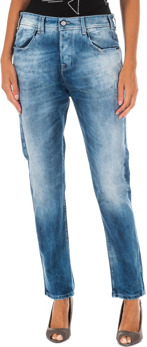 Lange Denim-Hose mit geradem Saum 10DBF0667 Frau