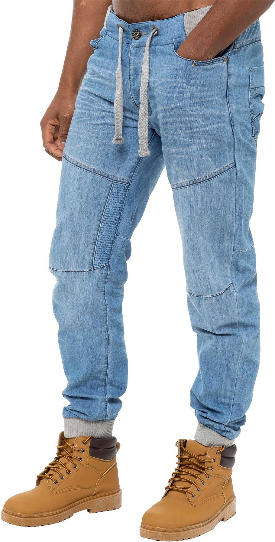 Thumbnail - Enzo| Herren-Jogger-Jeans aus Denim mit Bündchen - Hellblau