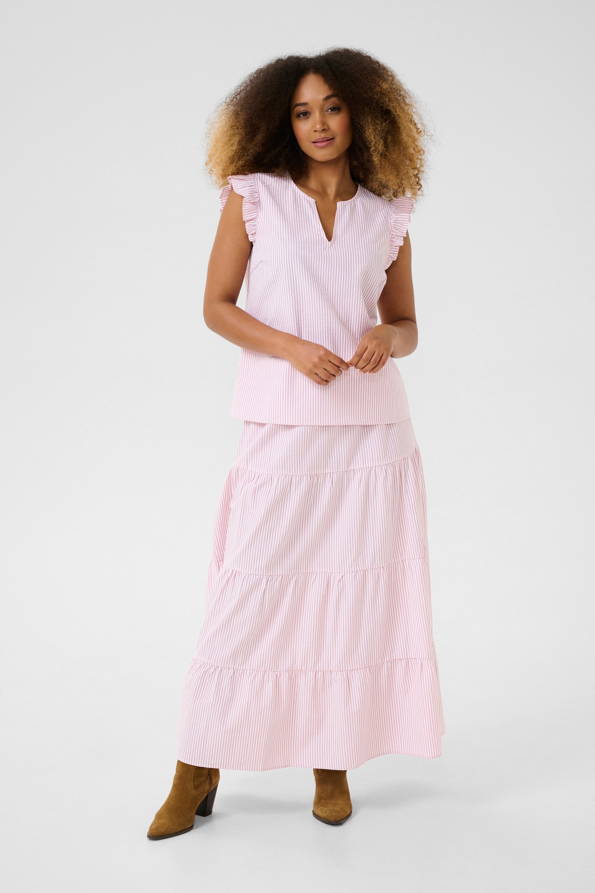 Ärmellose Bluse Reguläre Passform pink white