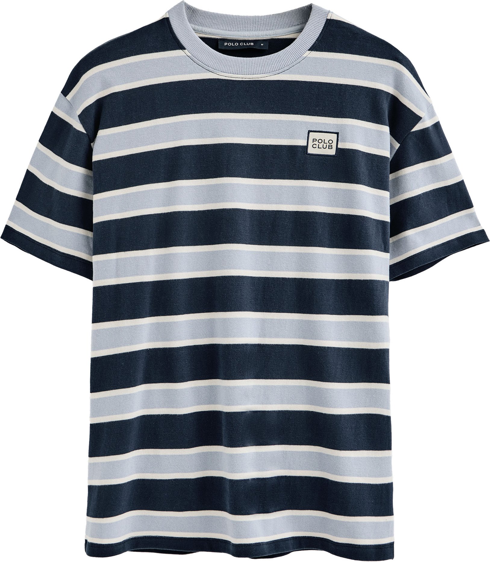 T-Shirt blau gestreift mit gummiertem Polo Club-Logo