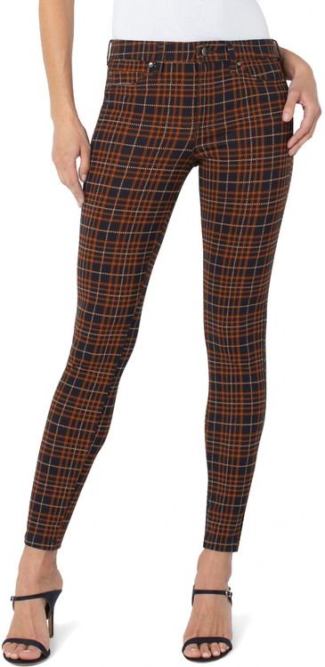 Madonna Skinny-Jeans mit Glencheck-Muster in tiefem Zimtblau