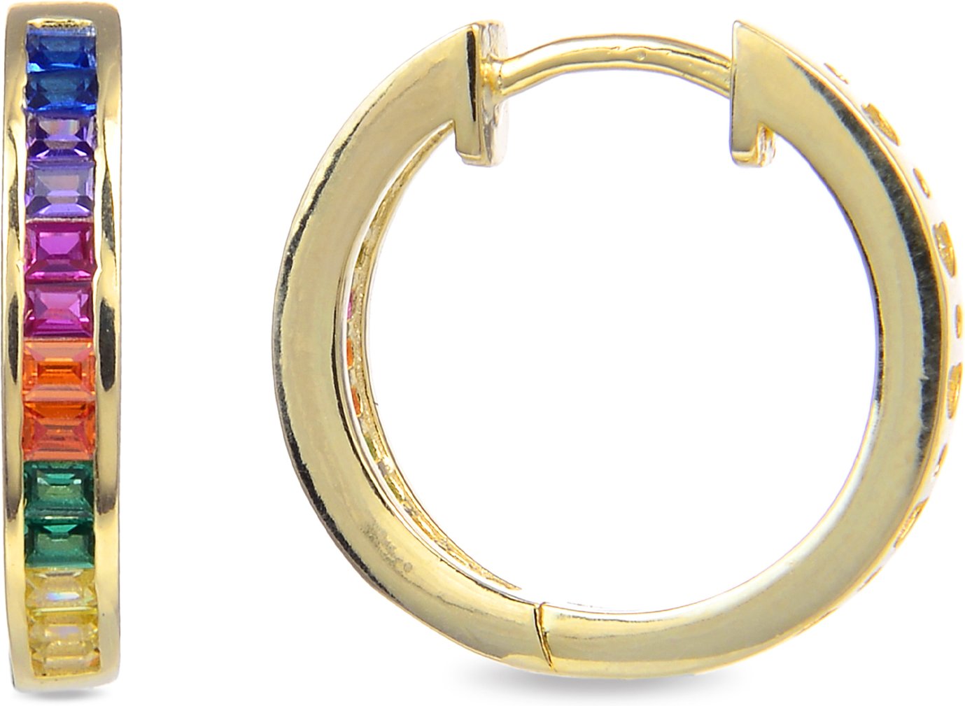 Luxenter Ohrringe aus 925er Sterlingsilber mit mehrfarbigen Zirkonen in 18K Gelbgold - Tuhato