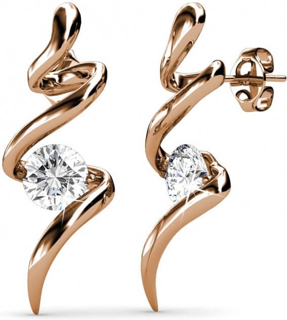 Spiralförmige Ohrringe - Rose Gold und Kristall