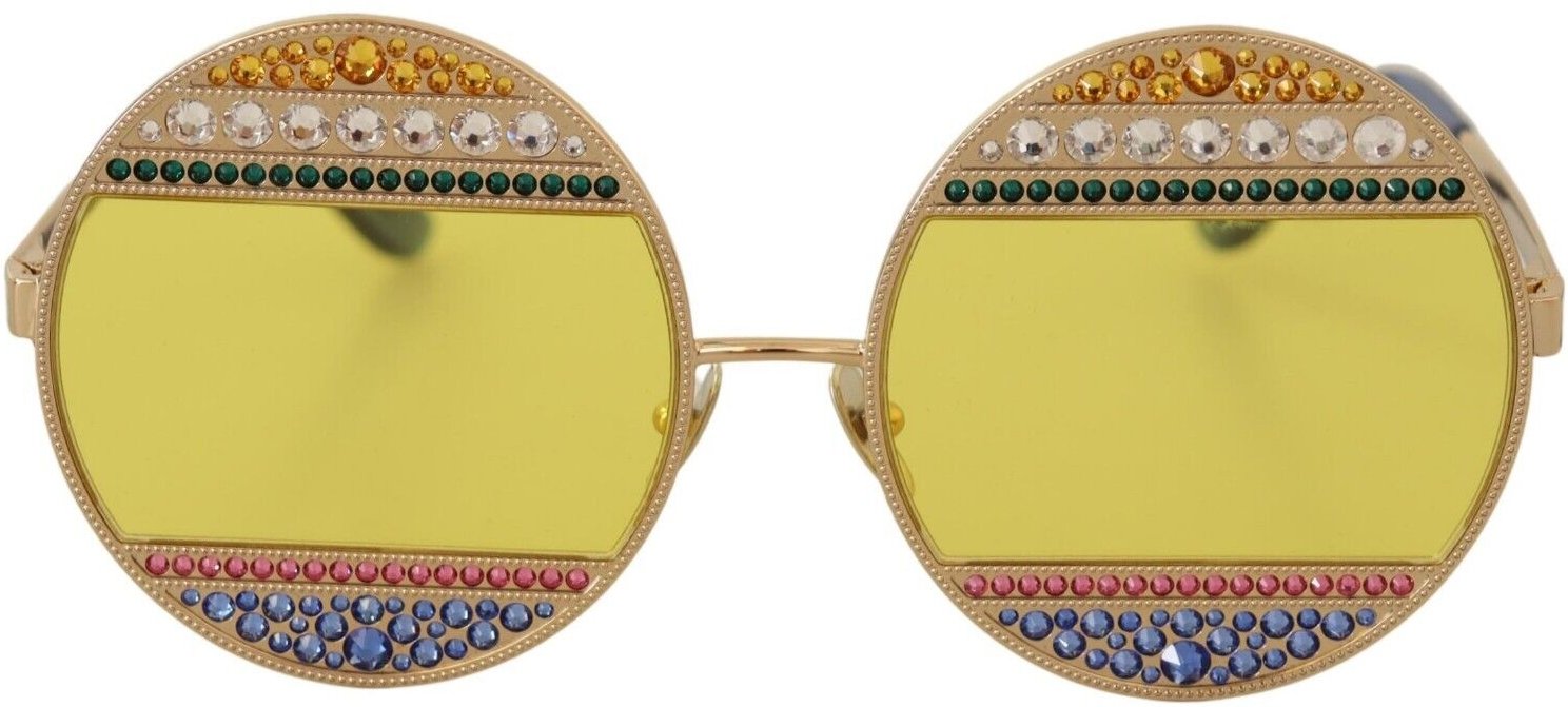 Dolce & Gabbana Damen Gold Oval Metall Kristalle Schattierungen Sonnenbrille