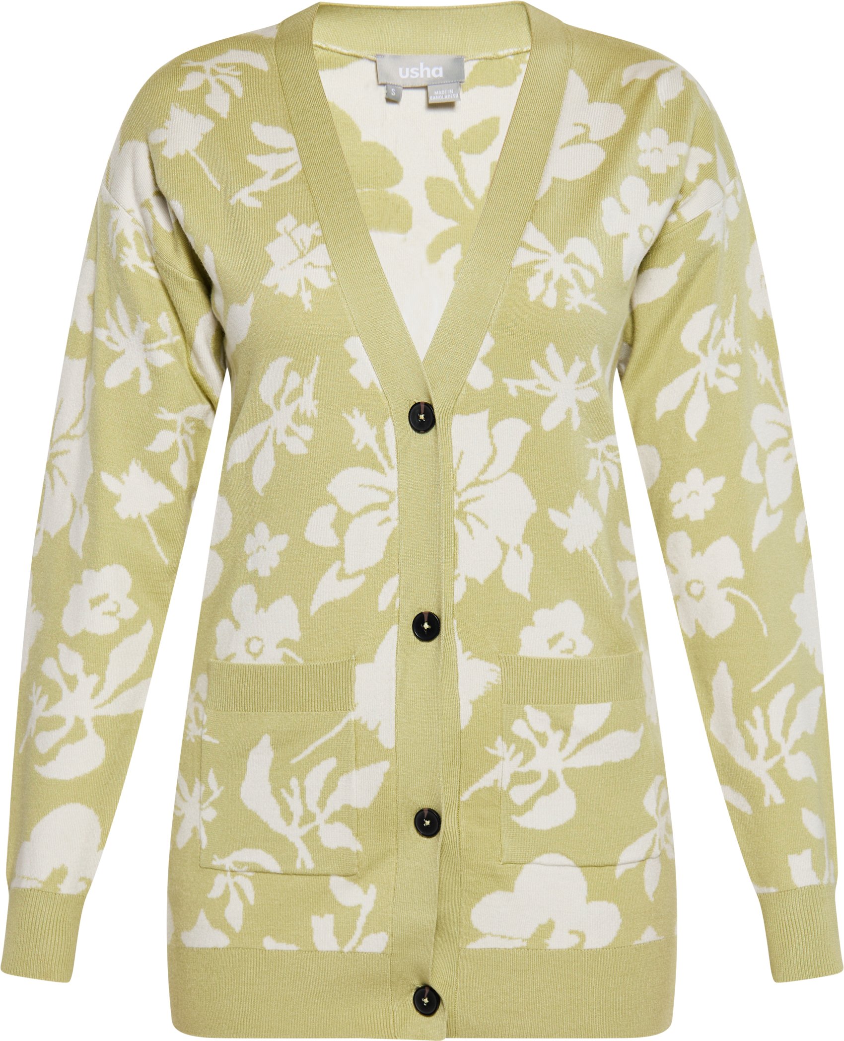 usha Strickjacke Damen Hellgrün Wollweiss