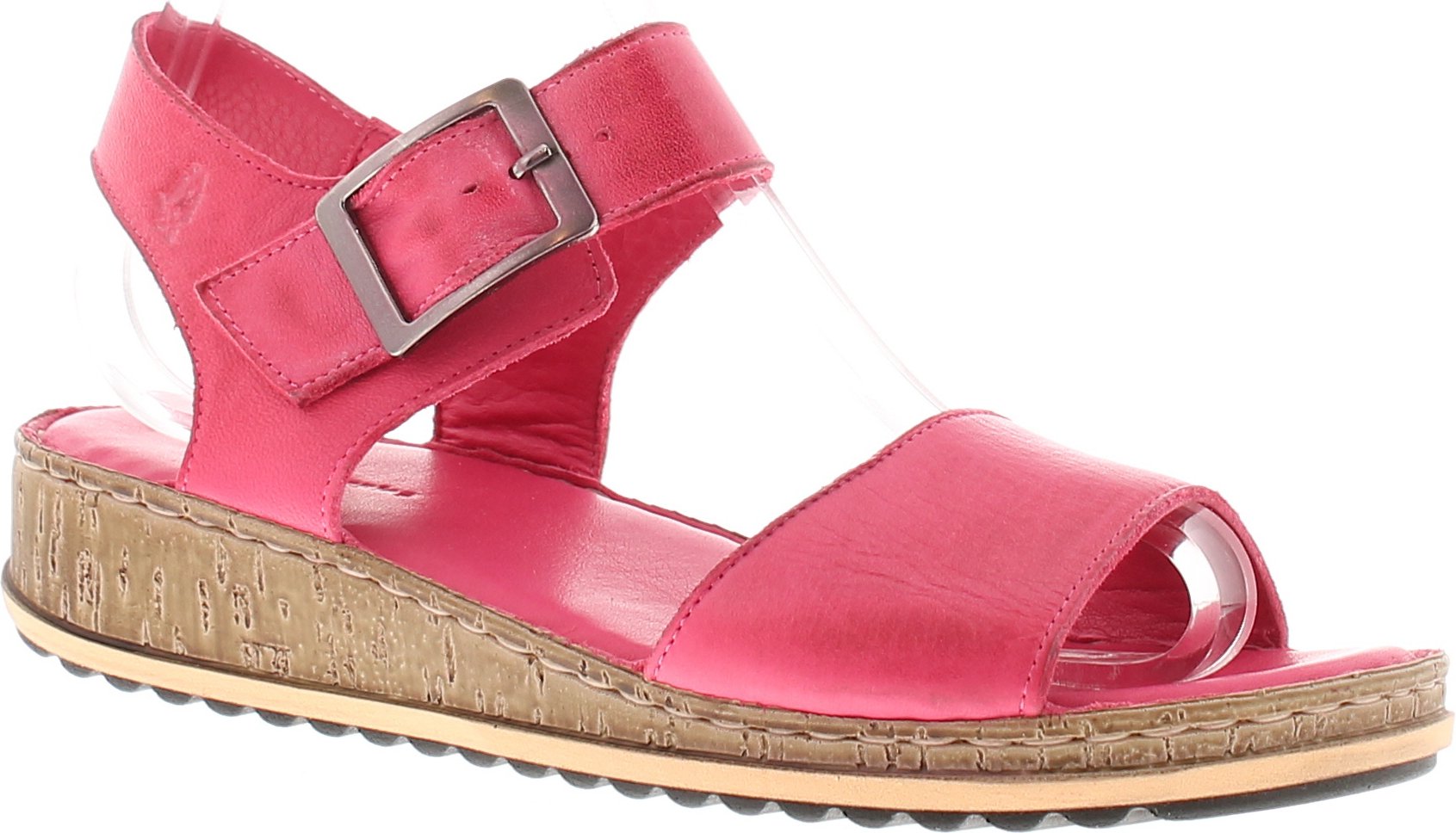 Hush Puppies Damen Sandalen Niedriger Keil Ellie Leder Schnalle Rosa