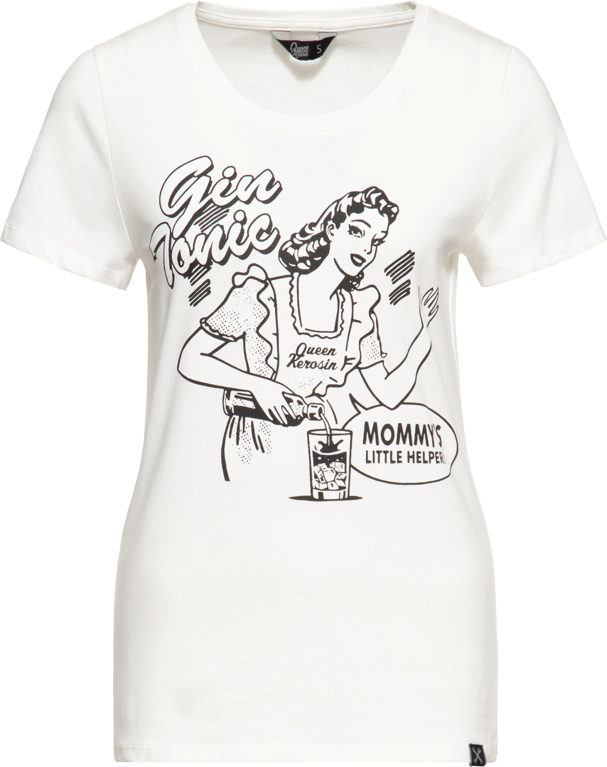 Thumbnail - Queen Kerosin Damen Classic T-Shirt Gin Tonic weiß