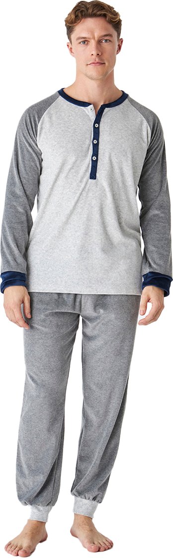 Herren-Winterpyjama aus Samt mit langen Ärmeln JJBEP5302