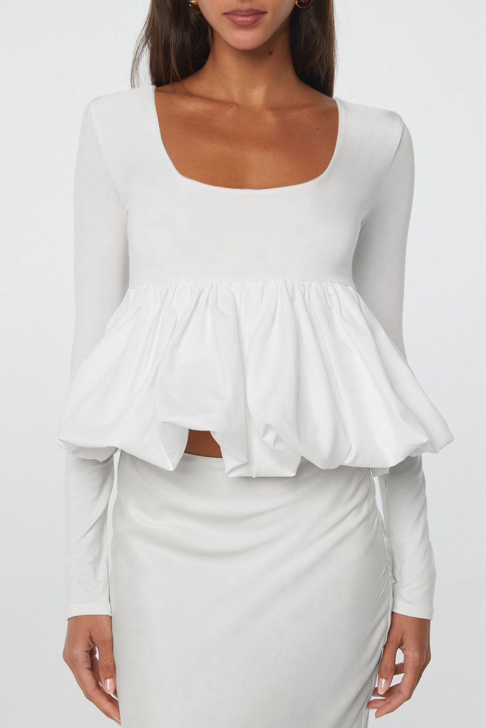Langärmliges Peplum-Top