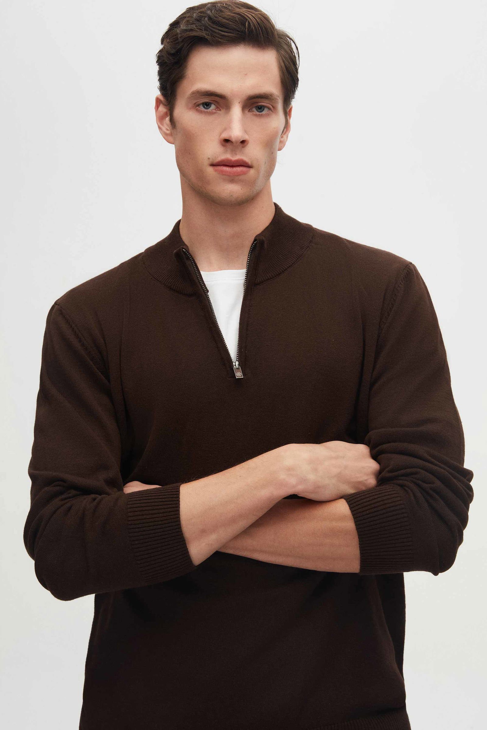 Ds Damat Slim Fit Halb-Zip Strickpullover