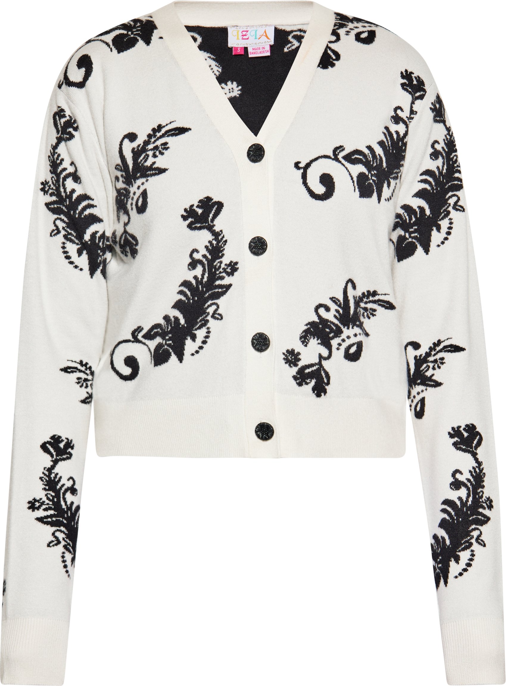 IZIA Strickjacke Damen wollweiß schwarz