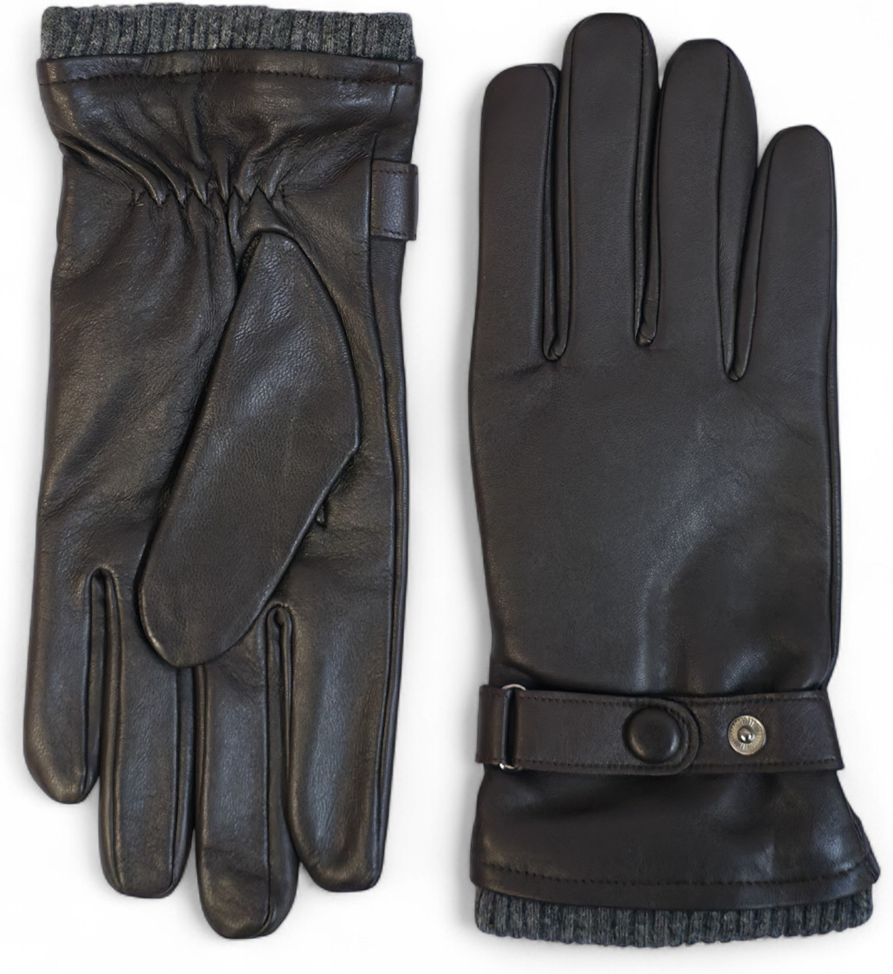 Herrenhandschuhe aus braunem italienischem Leder mit warmem Wollfutter, ideal für Winter, Radfahren, Autofahren und Frei...