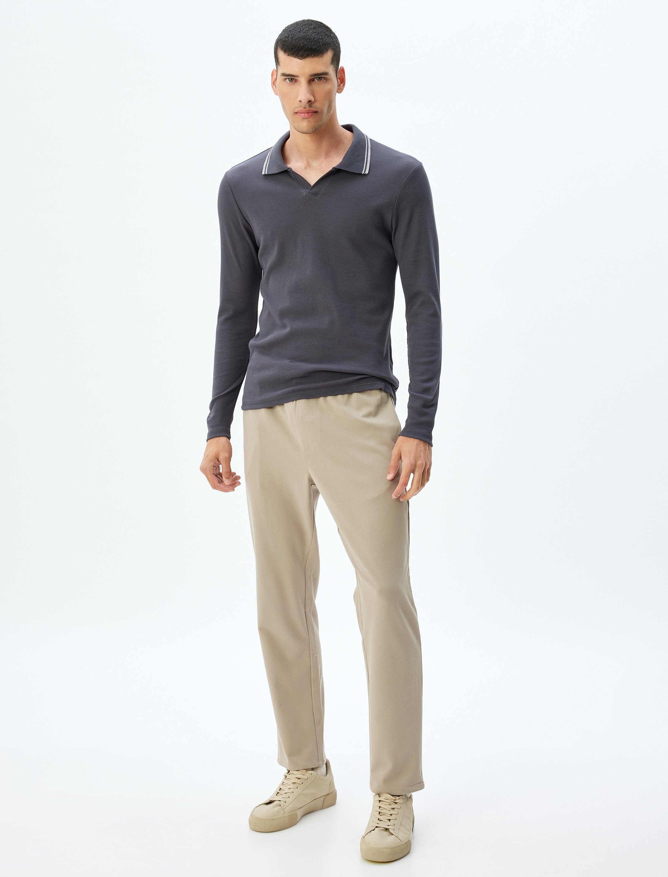Koton T-shirt V-Kragen Polo Langärmelig T-shirt