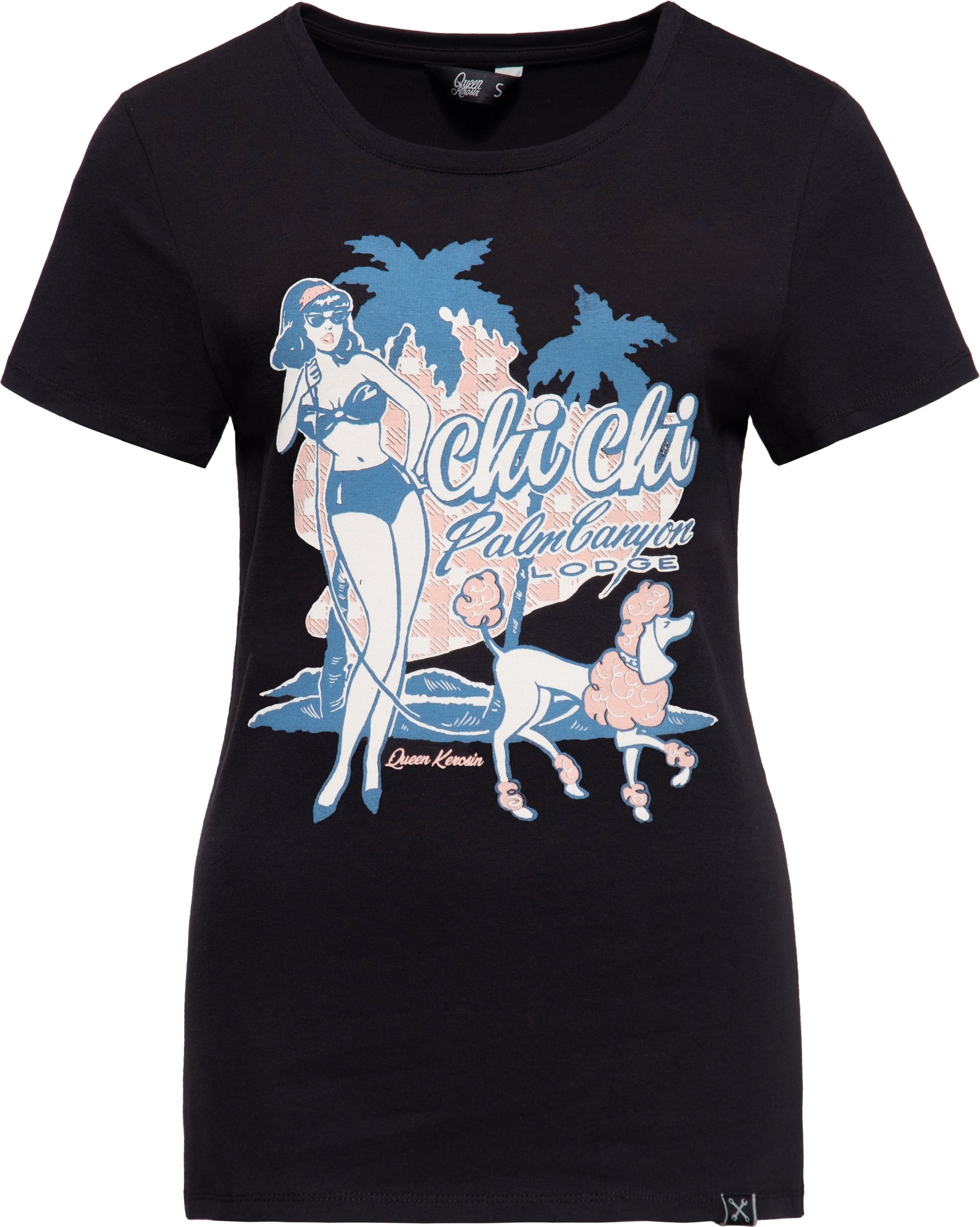 Thumbnail - Queen Kerosin Damen T-Shirt Chi Chi Beach Poodle schwarz