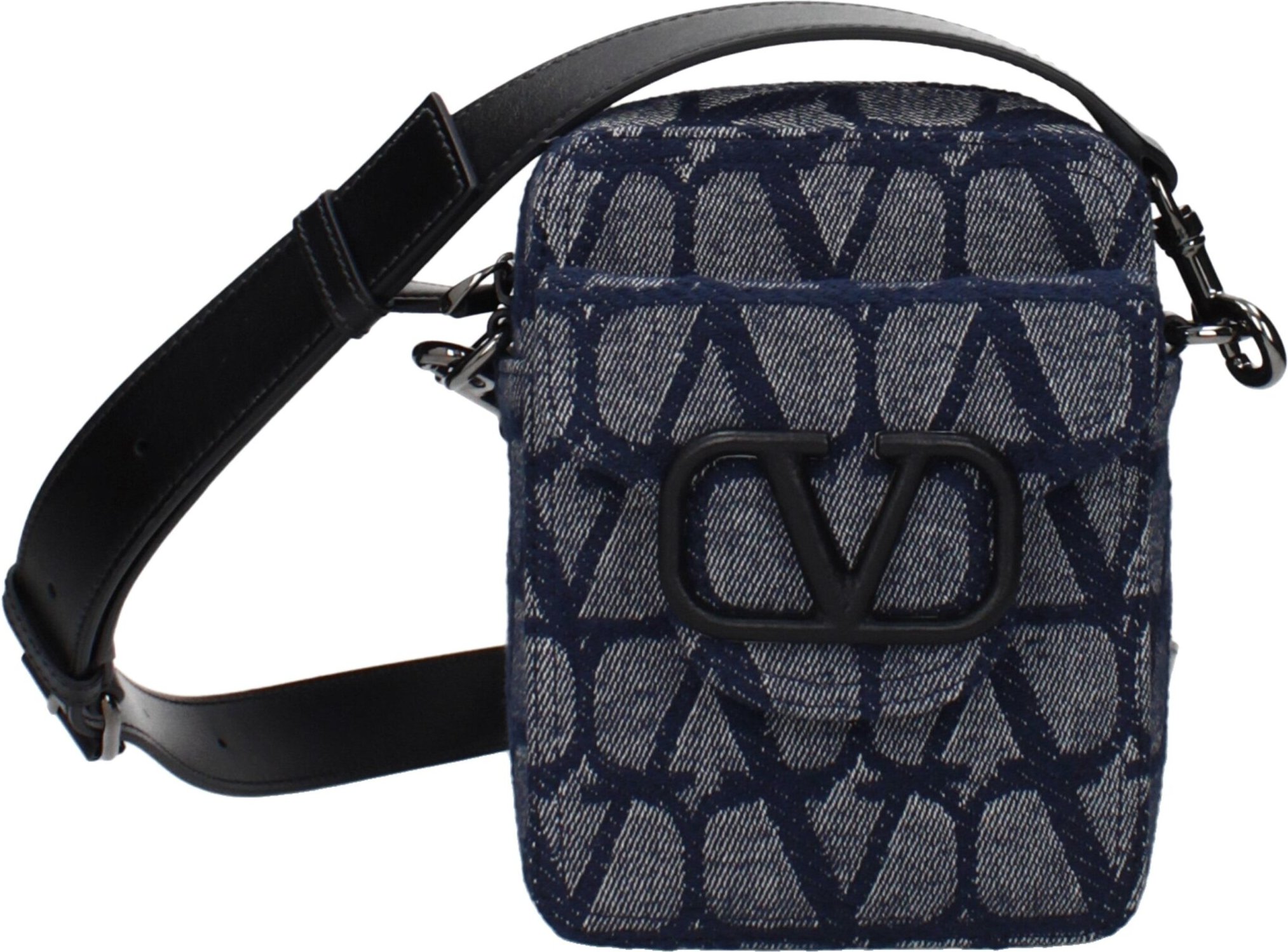 Blaue Stoff-Umhängetasche