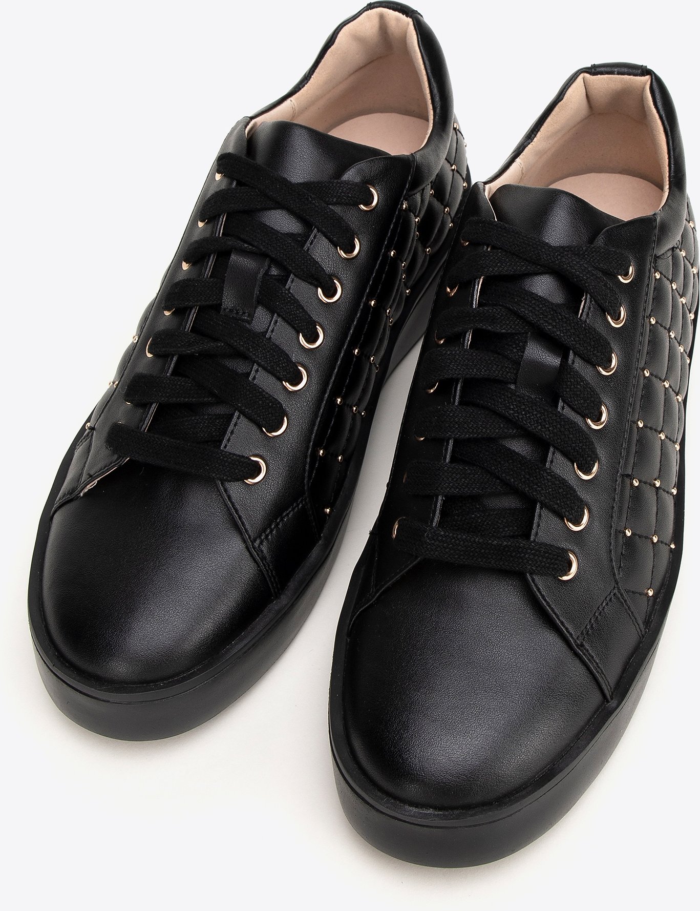 Wittchen Damen-Sneaker aus Leder mit gestepptem Obermaterial, schwarz