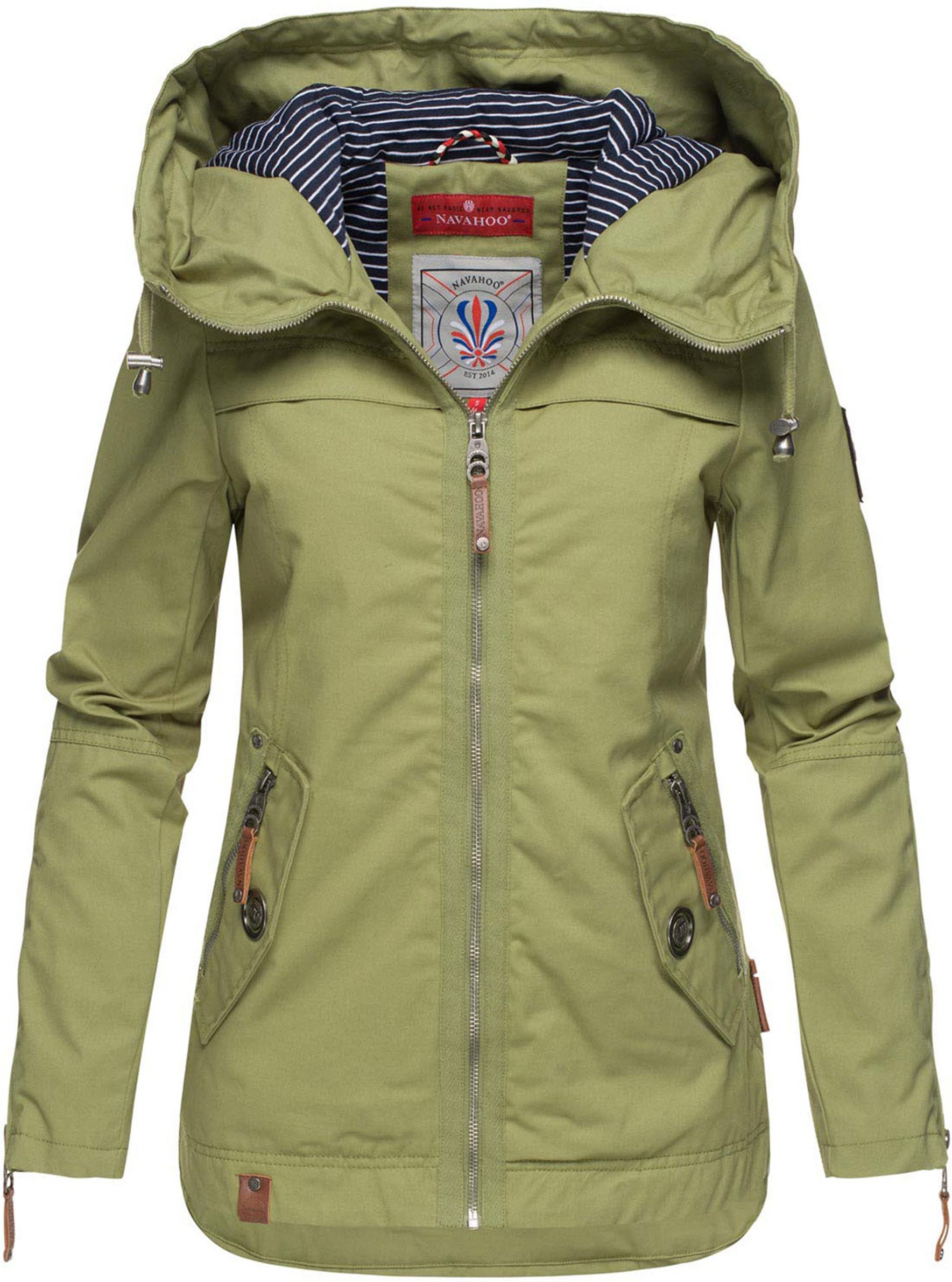 Navahoo Damen Übergangsjacke Wekoo – Leichte Baumwolljacke mit Kapuze