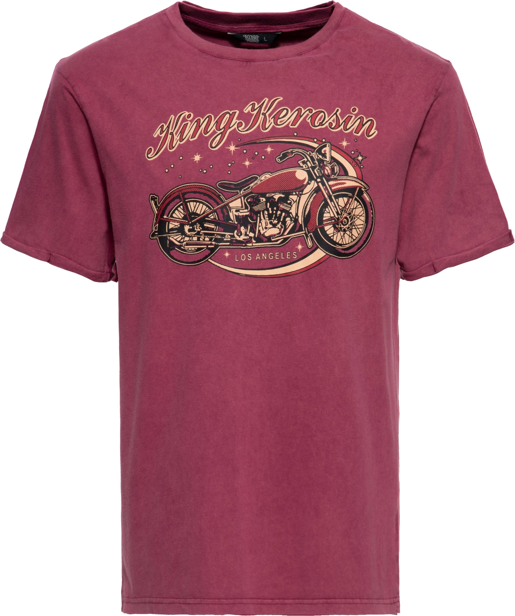 King Kerosin Herren Print T-Shirt Bobber burgund