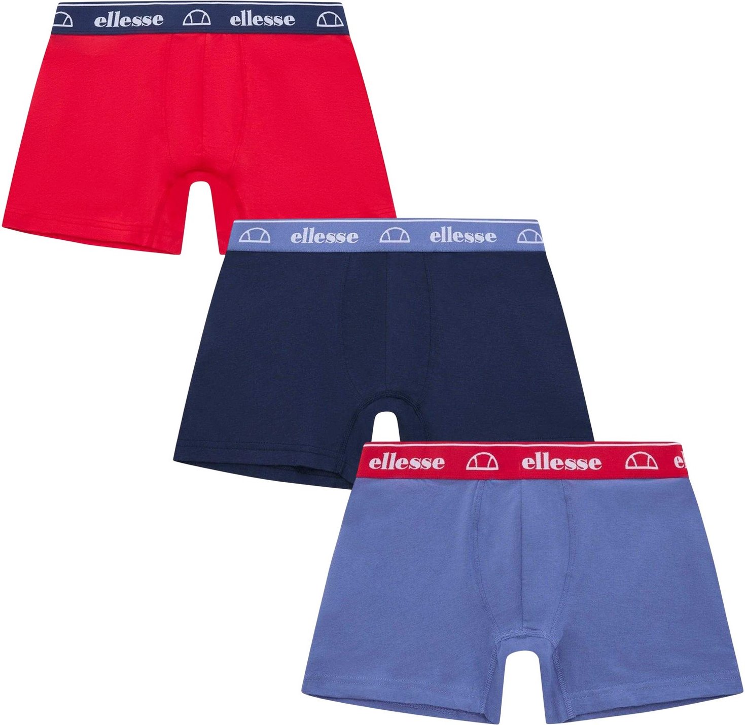 Ellesse - Boxershorts für Herren, Low Rise (3er-Pack) (Rot/Marine/Blau)