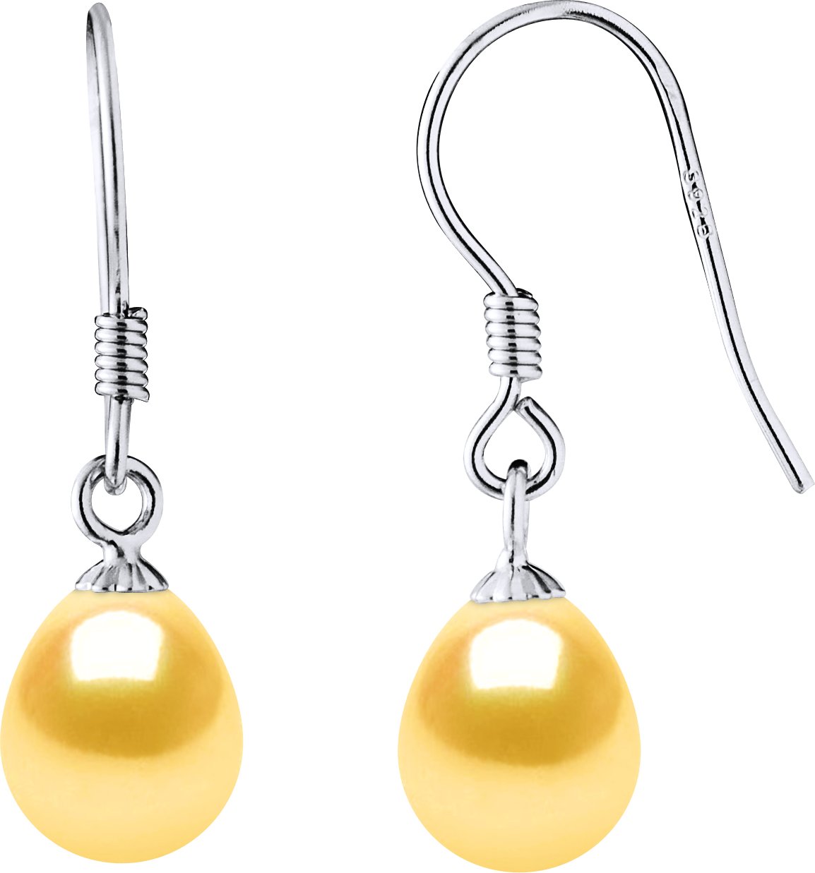 Ohrringe Haken Süßwasserperlen 7-8mm Goldene Birnen 925